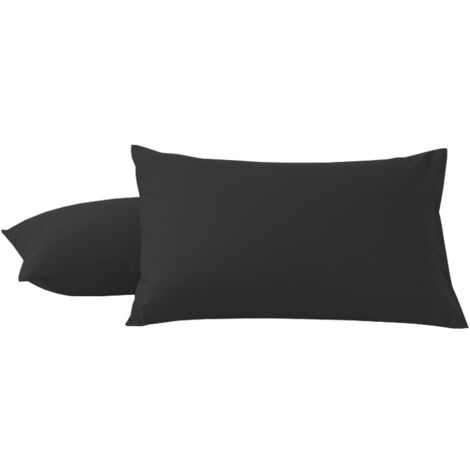 Taie d'oreiller noire 51 66 cm, lot de 2, taie d'oreiller carrée en microfibre brossée 51 66 cm avec rabat (sans fermeture éclair). (1/5)