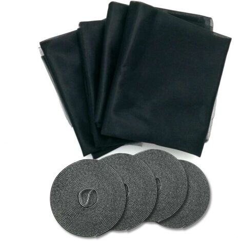Moustiquaire à monter soi-même, moustiquaire réglable, adaptée aux portes et fenêtres, ensemble de quatre pièces (noir, 1,5 m x 1,3 m)