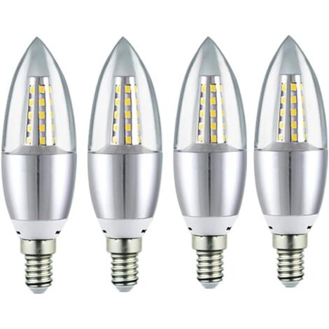 Lot de 4 ampoules LED E14 7W type « maïs », économie d'énergie, type bougie, spot, lustre, décoration intérieure, blanc chaud (1/5)