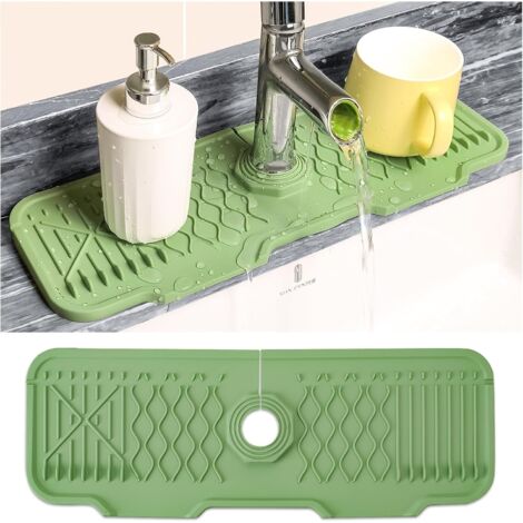 Tapis de robinet en silicone, dosseret d'évier, bac d'égouttage incliné à 5° (vert) (1/5)