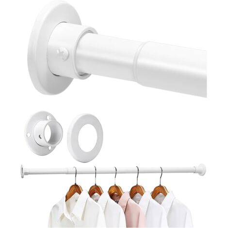 Barre de penderie réglable, longueur de 50 cm à 70 cm, en acier inoxydable, idéale pour les buanderies, les camping-cars et les dressings, en blanc.