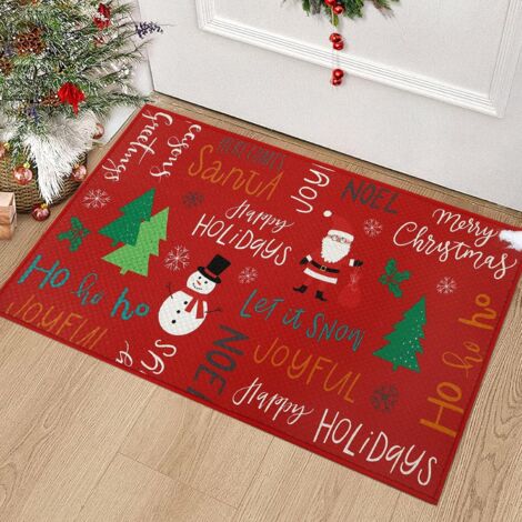 Tapis d'extérieur de Noël, absorbant et antidérapant, texture lin, adapté aux décorations de Noël, 40 x 60 cm. (1/5)