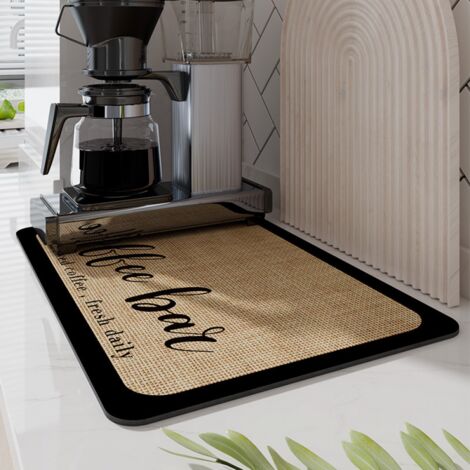 Tapis égouttoir ultra absorbant pour plan de travail de cuisine 30 x 40 cm, épais et antidérapant (Kaki Café 3040cm) (1/4)