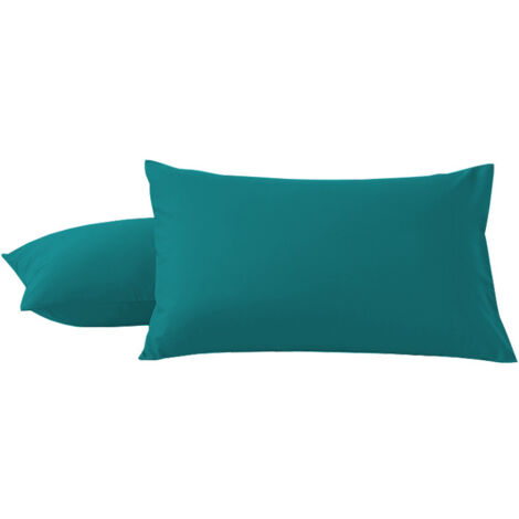 Taies d'oreiller bleu marine, 51 66 cm, lot de 2, carrées de 51 66 cm, en microfibre brossée, avec rabat (sans fermeture éclair). (1/5)