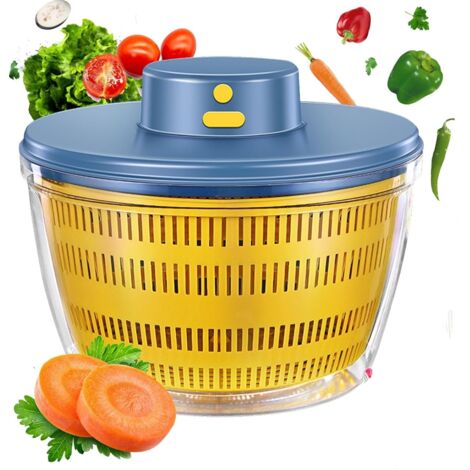 4000 ML Grande Capacité Essoreuse à Salade Automatique, Déshydrateur pour Fruits et légumes avec Couvercle, Rechargeable par USB mixeur Salade