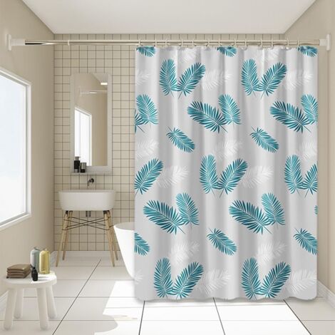 Rideau de douche imperméable, rideau de douche en PEVA effet plumes, décor moderne semi-transparent, rideau de douche vert (150x180 cm) (1/4)