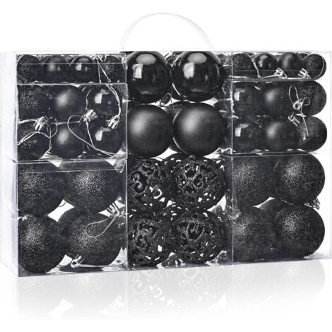 100 décorations de Noël en plastique, à suspendre, parfaites pour les fêtes de Noël, les mariages et autres célébrations (noires). (1/5)