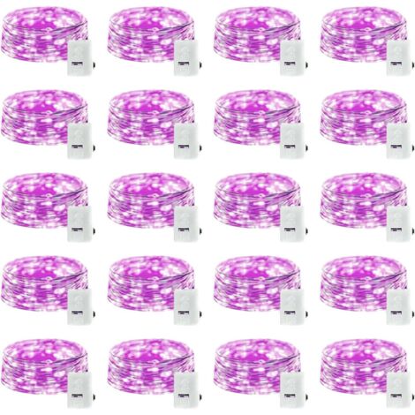 Guirlande lumineuse LED violette (20 guirlandes), 20 LED étanches, 2 mètres de long, parfaite pour décorer des bocaux Mason ou des fêtes de Noël. (1/5)