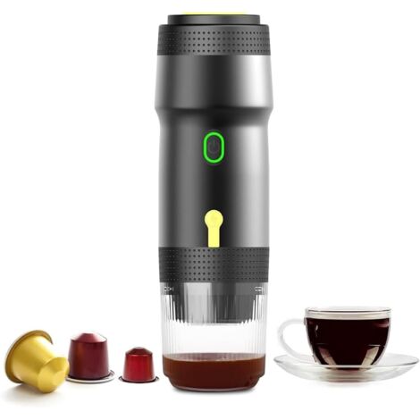 Machine à expresso portable, cafetière électrique, batterie 7500 mAh, idéale pour le camping, les camping-cars, les bureaux, etc., noire.