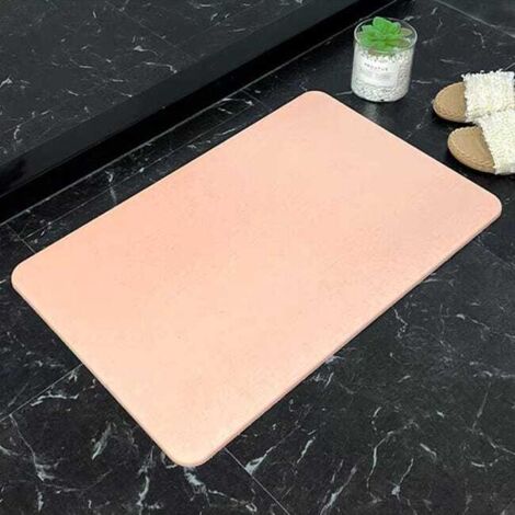 Tapis de sol en terre de diatomées, matériau dur, adapté aux salles de bains et aux cuisines (rose, 39 x 60 x 0,9 cm) (1/5)