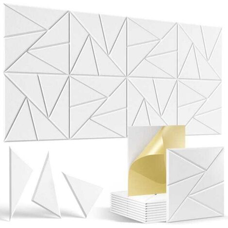 Lot de 12 panneaux acoustiques autocollants, panneaux muraux insonorisants haute densité, panneau insonorisant en polyester, 30 x 30 cm (blanc) (1/5)