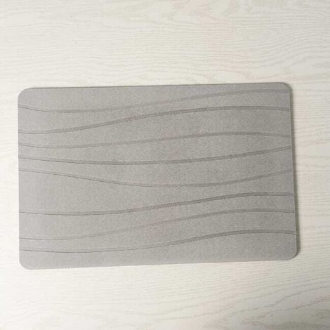 Tapis de sol en terre de diatomées, matériau dur, adapté aux salles de bains et aux cuisines (gris incurvé, 39 x 60 x 0,9 cm) (1/5)