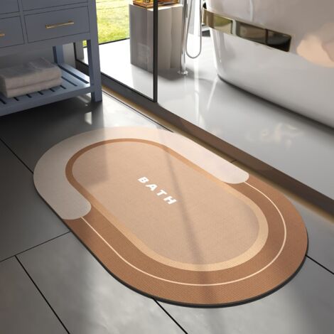 Tapis de Bain diatomite,antidérapant Absorbant Tapis en Terre de diatomée,séchage Rapide pour Sol Salle de Bain Douche Tapis, (marron, 60x40cm) (1/5)