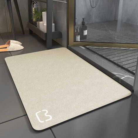 Tapis de bain en terre de diatomées, séchage rapide, antidérapant, beige, 50 x 80 cm (1/5)