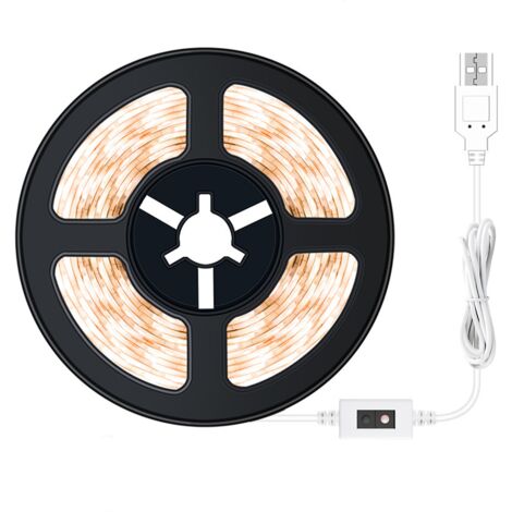 Bande lumineuse intelligente à capteur coulissant, éclairage d'ambiance auto-adhésif USB, bande lumineuse LED étanche 5V, lumière chaude, 5M. (1/5)