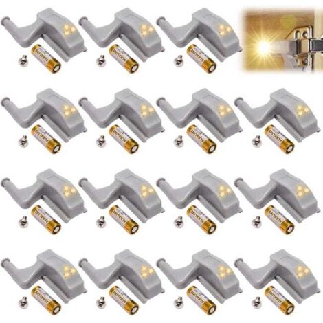 Lot de 15 lampes LED universelles à capteur pour charnières de placards de cuisine (blanc chaud) (1/5)