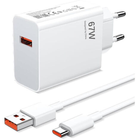 Chargeur USB 67W avec câble de charge Type C 6 A pour Xiaomi 14T 13T, Redmi Note 15 14 13 12 11 10 Pro 5G, Poco X6 M6 X5 F5 Pro.