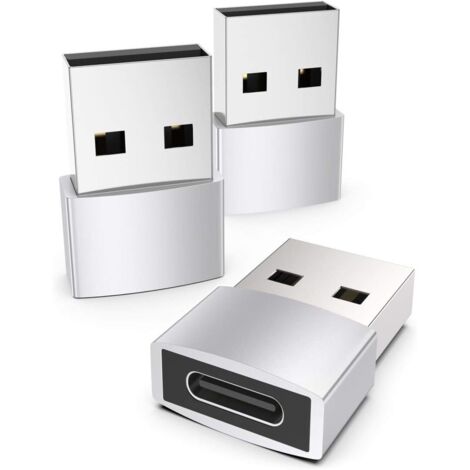 Adaptateur USB-C vers USB en boîtier argenté, compatible avec l'iPhone 13/12 Pro Max, l'iPad Air 6, l'Apple Watch Series 7, les AirPods 3 et les appareils Samsung Galaxy. (1/5)