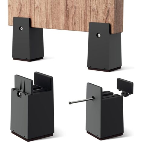 Rehausseur de meuble réglable, rehausseur de chaise de 10 cm de haut, convient aux meubles d'un diamètre de 1 à 5 cm (noir, ensemble de 4 pièces). (1/5)