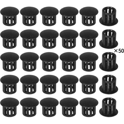 Bouchons en plastique pour tubes et poteaux de clôture, à clipser, à enclencher - 11 mm, noirs, paquet de 50. (1/5)