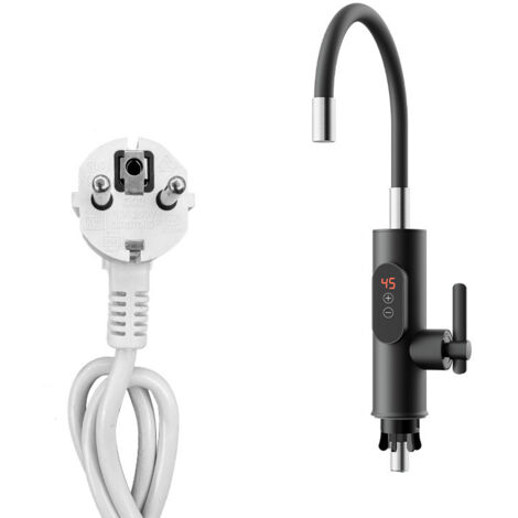 Robinet chauffe-eau de cuisine 3300 W à chauffage instantané sans réservoir, rotation à 360°, affichage numérique et température réglable. (1/5)