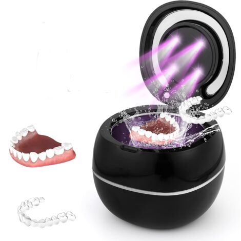 Nettoyeur ultrasonique , détartreur dentaire UV ultrasonique 28 W, pour prothèses dentaires, gouttières nocturnes, aligneurs, bijoux (noir)