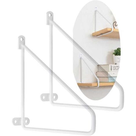2 pièces Support d'étagère Acier massif,Support Etagere triangulaire Equerre Murale de cloison murale trépied Cadre Tablette Flottante (30cm,White) (1/5)