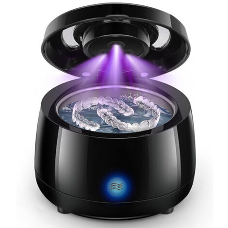 Appareil de nettoyage ultrasonique UV pour prothèses dentaires, aligneurs, bijoux, protège-dents, têtes de brosse à dents,  42 kHz, noir.