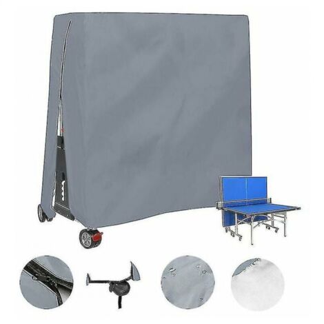 Housse de table de ping-pong d'extérieur, imperméable et anti-poussière, grise à double fonction. (1/5)