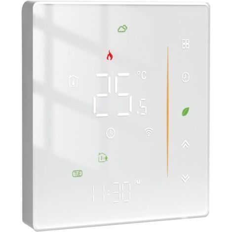 Thermostats intelligents Tuya pour chauffage au sol, contrôle sans fil via l'application Tuya/Smart Life/Alexa/Google Home, WiFi 2,4 GHz, 16 A, blanc (1/5)