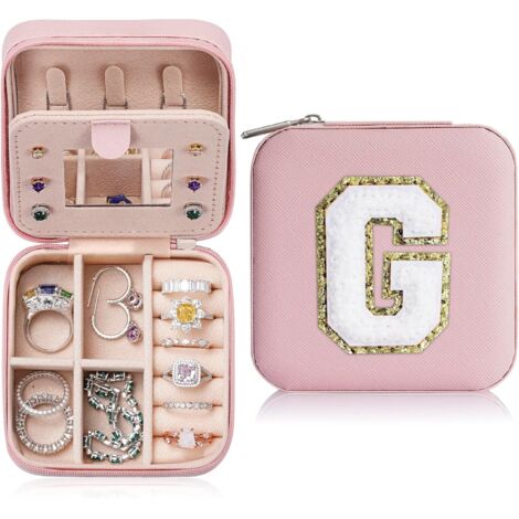 Coffret à bijoux - Cadeaux de voyage pour filles, cadeaux d'anniversaire, cadeaux pour la fête des mères, cadeaux de Saint-Valentin, (rose G) (1/5)