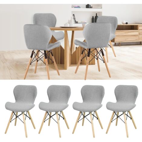 Housse de tabouret de bar (ensemble de 4 pièces), convient aux tabourets de bar hauts, tissu jacquard, design incurvé, amovible et lavable, gris.