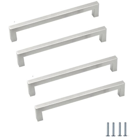 Un ensemble de 4 poignées de tiroir de 19,2 cm , poignées de meubles de cuisine, nickel brossé, en acier inoxydable, adaptées aux coiffeuses. (1/5)