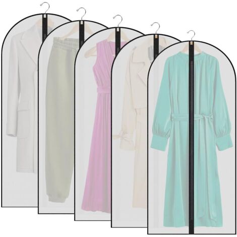 Housse à vêtements, ensemble de 5 pièces, anti-poussière, avec fermeture éclair, convient aux chemises, vestes et costumes (60 x 120 cm) (1/5)