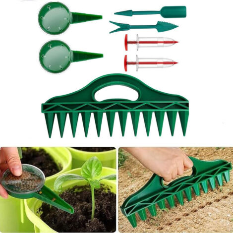 Ensemble distributeur de semoir à 12 trous, semoir, semis de plantes (1 peigne denté + 2 semoirs + 2 semoirs rouges + petits outils) (1/5)