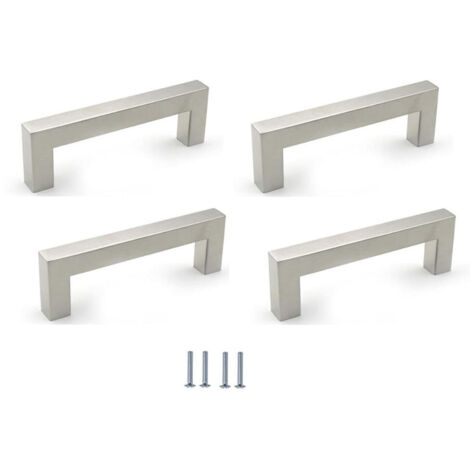 Un ensemble de 4 poignées de tiroir de 7,6 cm , poignées de meubles de cuisine, nickel brossé, en acier inoxydable, adaptées aux coiffeuses. (1/5)