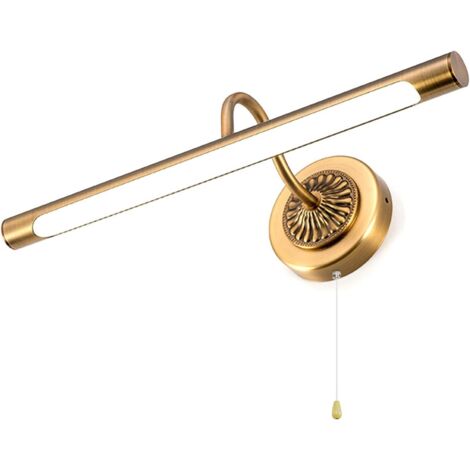 Miroir de maquillage éclairé par LED avec interrupteur à fermeture éclair, trois températures de couleur réglables, marron, 55,5 cm, 10W.