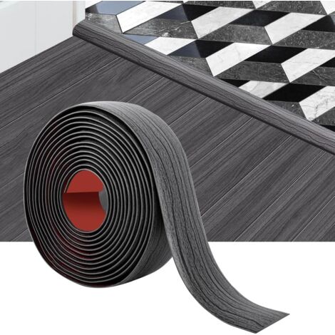 Bande de seuil auto-adhésive de 5 cm, facile à découper et à installer, joint en PVC souple pour combler les espaces entre les sols (gris foncé, 2 m)