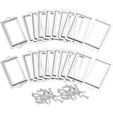 Un ensemble de 30 porte-étiquettes métalliques avec vis, mesurant 70x33 mm, adaptés aux étiquettes de tiroirs d'armoires, porte-étiquettes argentés.