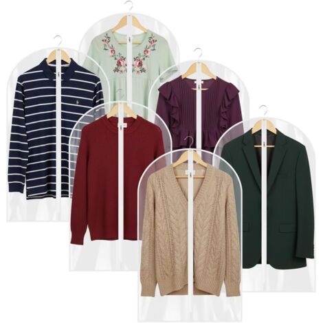Sacs de voyage transparents pour vêtements - pour suspendre vêtements et chemises - résistants à la poussière et à l'humidité - lot de 6 (100 cm) (1/5)