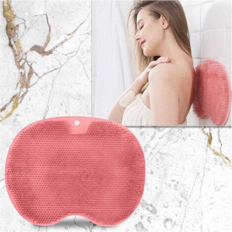 Tapis de massage pour les pieds et le dos, tapis de douche, tapis antidérapant (avec ventouse et bloc de massage) rose (1/5)
