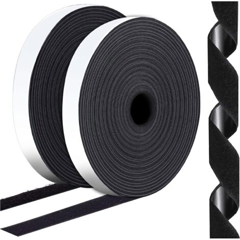 Attache auto-agrippante double face haute résistance, adaptée pour accrocher des tableaux, fixer aux murs, etc., noire, 3,0 cm x 25 m. (1/5)