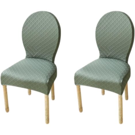 Housse de chaise de salle à manger élastique à dossier arrondi, convenant à une utilisation dans la salle à manger et la cuisine, 2 pièces, vertes. (1/5)
