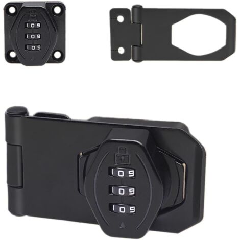 Loquet de 7,6 cm avec serrure à combinaison, verrou de porte d'armoire, serrure à combinaison, noir (1/5)