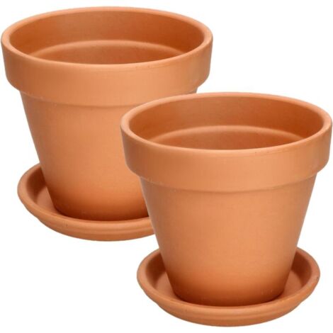 Ensemble de deux pots de fleurs en terre cuite de 18 cm (sans soucoupe) – modèle à parois épaisses (1/4)
