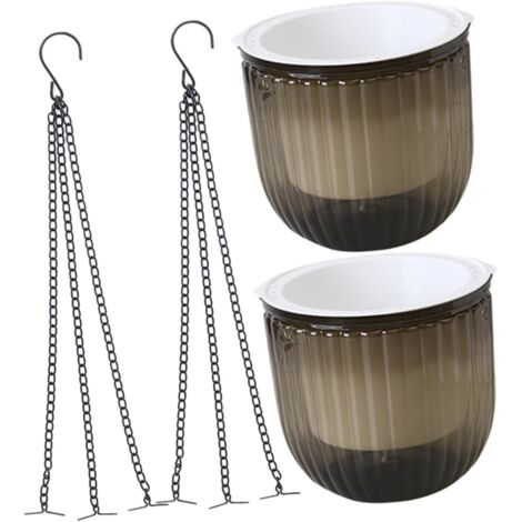Self Watering Plant Pots 2 Pack Indoor Hanging Flower Pots with 3 Drainage Hooks for Indoor Outdoor Ceilings Balconies Wall Decor (1/4)