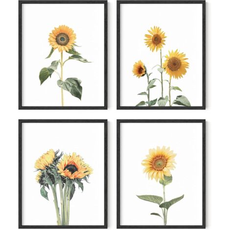 Décoration murale et affiches tournesol - Ensemble de 4 affiches tournesol (28 x 36 cm, sans cadre) (1/4)
