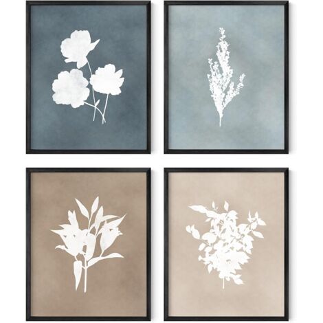 Décoration murale florale, ensemble de 4 affiches murales vintage de plantes, impressions botaniques, impressions d'art vintage, art de (1/4)
