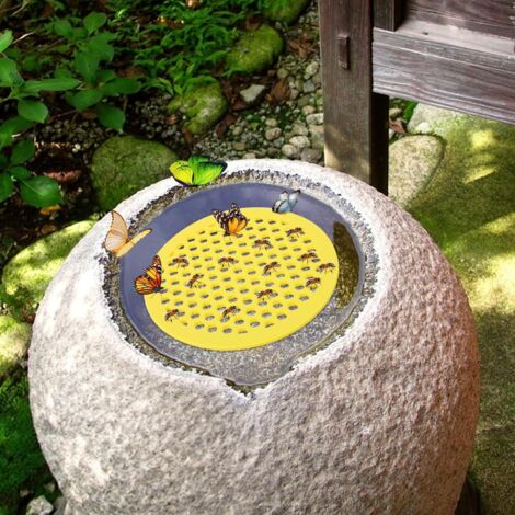 Station d'irrigation à l'aiguille pour abeilles, station d'irrigation à l'aiguille pour papillons, rond, jaune, 1 unité (1/5)
