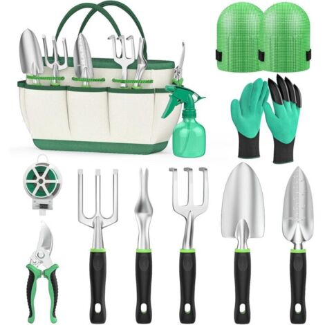 Outils de Jardin, 11 pièces d'outils de Jardinage en Acier Inoxydable, kit Cadeau avec Sac à Outils Robuste, Cadeaux de Jardinage pour Homme et Femme (1/4)
